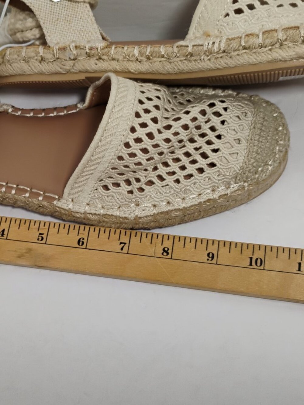 NWT A New Day Womens Espadrilles Sandals Ivory Crochet Ankle Wrap Size 6.5 - Picture 9 of 11